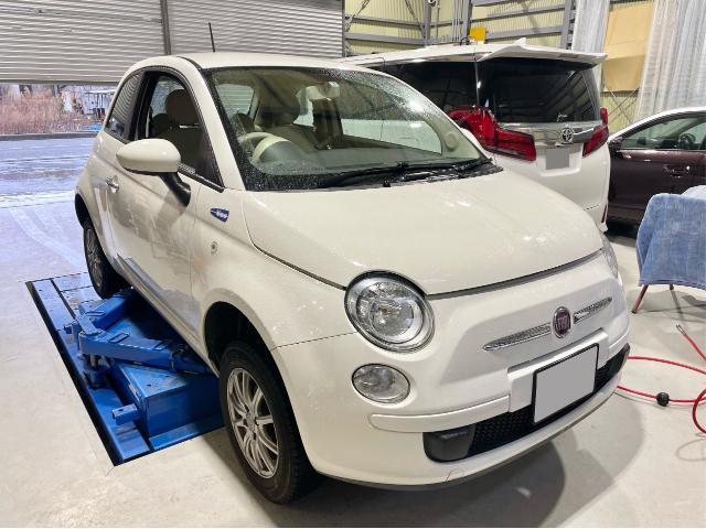 フィアット500 冷却水漏れ　修理　サーモスタットハウジング交換　米子　淀江　FIAT