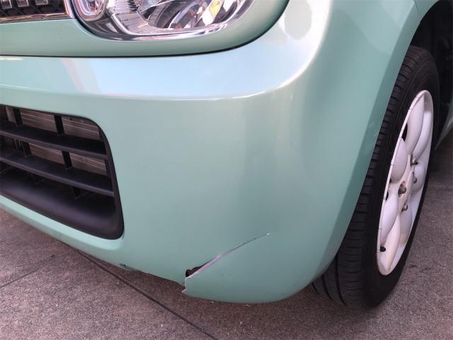 スズキ　アルトラパン　バンパー修理　新品ショック交換【岡山県　岡山市南区で持込でのタイヤ交換・ドライブレコーダー・ナビ等のパーツ取付・コーティング施工・車検・修理の事なら”オートサービス坪井石油”へ！！