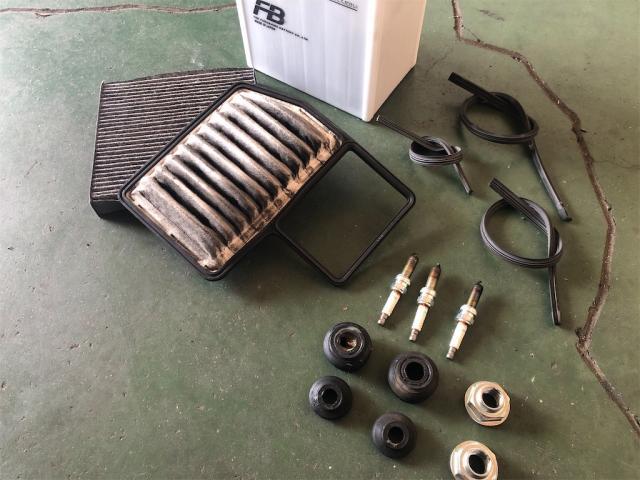 スズキ　スペーシア　１２ヶ月点検　整備色々【岡山県　岡山市南区で持込でのタイヤ交換・ドライブレコーダー・ナビ等のパーツ取付・コーティング施工・車検・修理の事なら”オートサービス坪井石油”へ！！