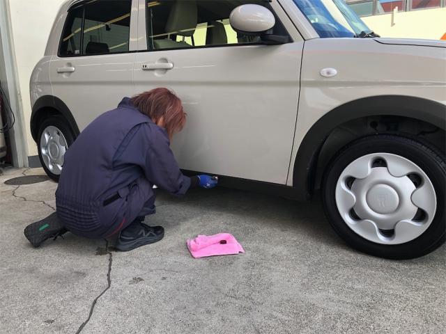 スズキ　アルトラパン　車検【岡山県　岡山市南区で持込でのタイヤ交換・ドライブレコーダー・ナビ等のパーツ取付・コーティング施工・車検・修理の事なら”オートサービス坪井石油”へ！！