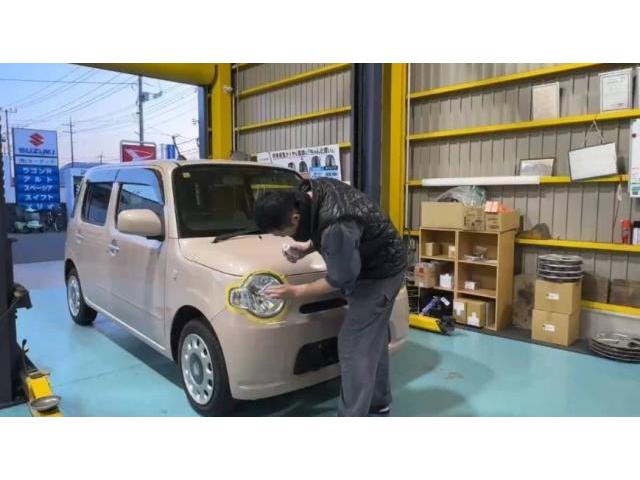 ダイハツ　ミラココア　ヘッドライトリペア　磨き＆コーティング施工【福山市・井原市・府中市　持込でのタイヤ交換・ドライブレコーダー取付など各種パーツ取付大歓迎受付中！もちろん修理・メンテナンス・車検・整備もカーテックへ！】