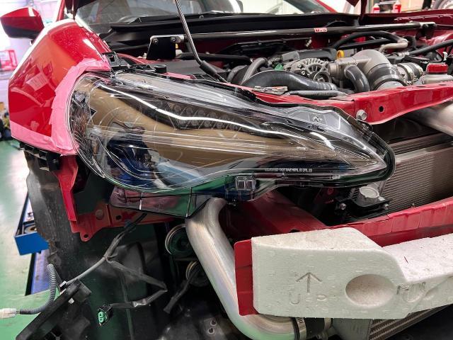 トヨタ86 GT ZN6 フロントバンパー脱着　ヘッドライト脱着　ライト取付　ライト調整　山口県下関市　武久町　幡生駅　