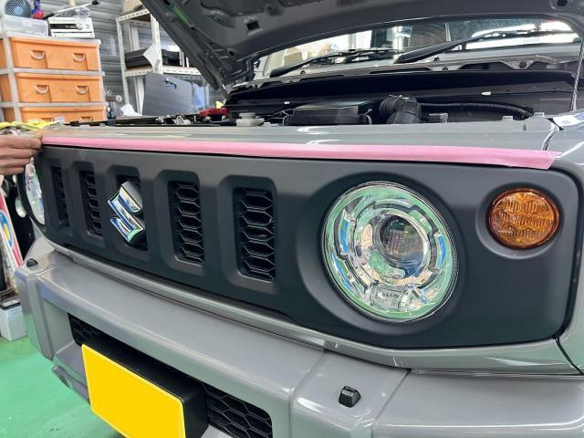 ジムニー　JB64W フロントバンパー　ペニーレイン　ストレートツインバンパー　フロントバンパー交換　フロントグリル脱着　山口県下関市武久町　MKオート