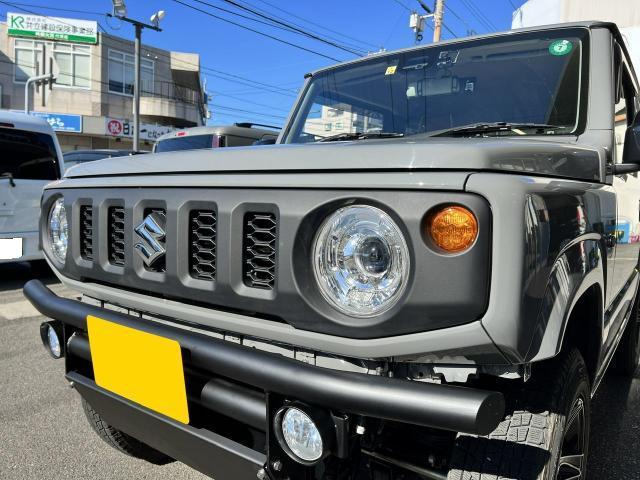 ジムニー　JB64W フロントバンパー　ペニーレイン　ストレートツインバンパー　フロントバンパー交換　フロントグリル脱着　山口県下関市武久町　MKオート