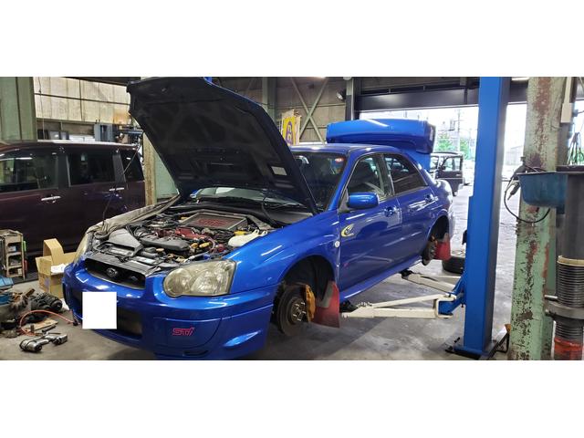 GDB/ｲﾝﾌﾟﾚｯｻｾﾀﾞﾝWRX　2.0 WRX STi 6MT  TEIN車高調取り付け　ローダウン　岡山市北区　南区　東区　中区