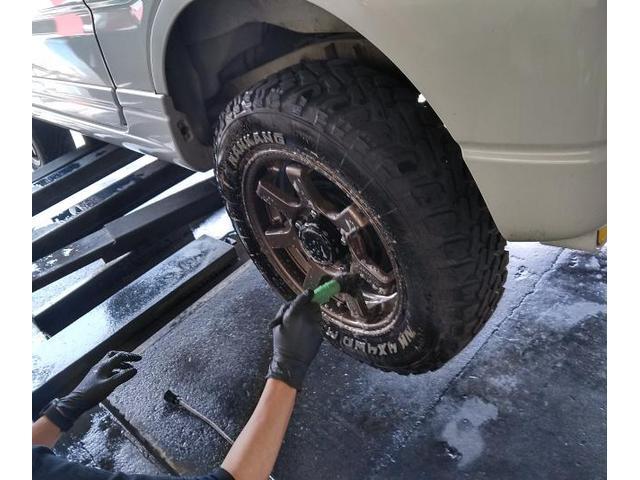 スズキ　ジムニー　車検整備、下回り洗浄、オイル交換編、熊本市北区清水亀井町、南区、東区、西区、中央区、その他、新車中古車販売、板金塗装、ラプターライナージャパン正規施工店、ワコーズ商品販売