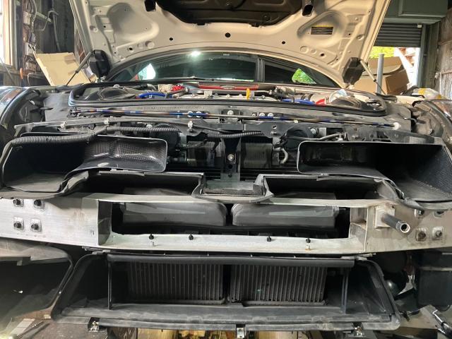 日産GTR,電動ファンモーター交換その１,停車中エアコン効かなくなる,水温上昇,R35,VR38,代車無料,熊本市中央区,北区,東区,西区,南区,部品持ち込み交換,車検,修理,板金塗装,ワコーズ,モティーズ,スノコ製品取扱