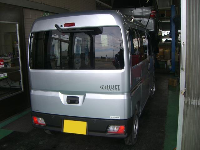 ダイハツ　ハイゼット　カーゴ　車検　下廻り洗浄・サビ止め　ブレーキ・オイル交換　OBD検査　石川県　加賀市