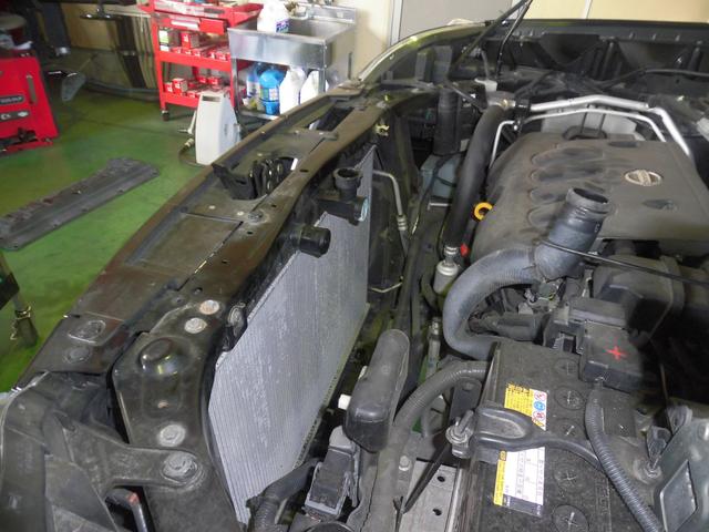 NT31 エクストレイル　冷却水漏れ　ラジエータ交換　新潟県　五泉市