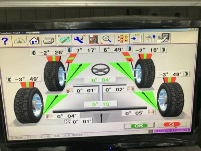 日産 R35 GTR GT-R 3Dアライメント アライメント 計測 測定 調整 作業 四輪アライメント 香川県観音寺市 豊浜町 サムライモータース アライメントテスター 香川県四輪アライメント