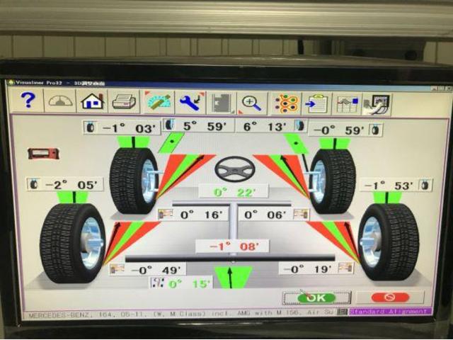 メルセデスベンツ ML350 四輪アライメント 3Dアライメント 測定 計測 調整 香川県四輪アライメント 香川県で四輪アライメント 香川県観音寺市 サムライモータース