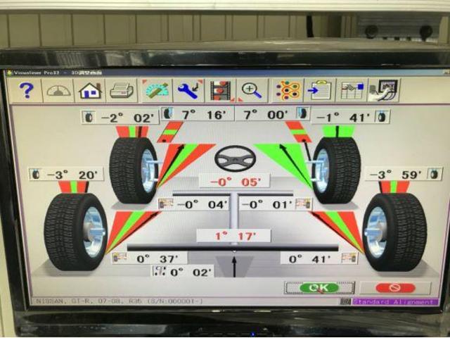 日産 R35 GT-R GTR 四輪アライメント 3Dアライメント 計測 測定 調整 作業 香川県四輪アライメント 香川県3Dアライメント 香川県でアライメント 香川県観音寺市 サムライモータース