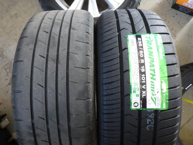 トヨタ AGH30W アルファード 持ち込み 18インチ タイヤ交換 香川県 観音寺市 サムライモータース 作業 30アルファード トーヨー トランパス 235/50R18 持ち込みタイヤ交換