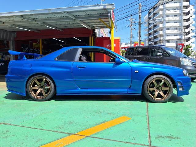 新品　ホイール交換　日産 スカイライン R34 GT-TURBO　RAYS VOLK RACING TE37 SAGA S-plus 18×9.5J　シバタイヤ 235/40R18　沖縄県　沖縄市　北中城村　うるま市　中城村　宜野湾市