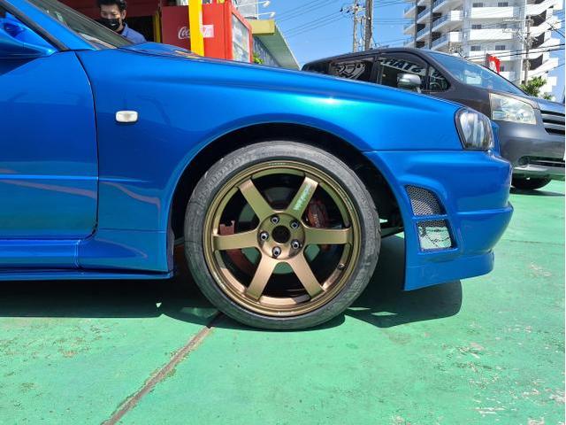 新品　ホイール交換　日産 スカイライン R34 GT-TURBO　RAYS VOLK RACING TE37 SAGA S-plus 18×9.5J　シバタイヤ 235/40R18　沖縄県　沖縄市　北中城村　うるま市　中城村　宜野湾市