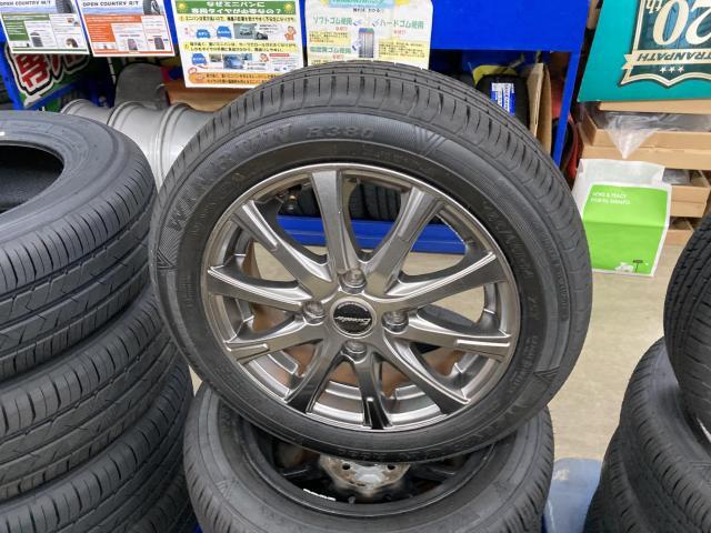 【中古アルミ＆タイヤ】軽自動車用アルミ＆新品タイヤ4本セット　４Ｈ100PCD　１４インチ　155/65R14 　タイヤ交換　沖縄県　沖縄市　うるま市　北中城村　中城村　宜野湾市　北谷町