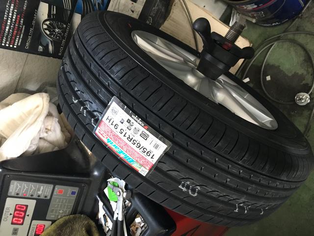 ウイッシュ　４本　タイヤ交換　１９５/６５Ｒ１５