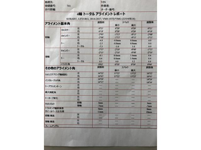 26年　スバル　レヴォーグ　車高調交換　ブリッツ