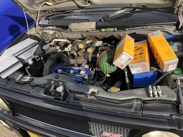 愛媛県松山市余戸南　アルトラパン　エンジン関連パーツ交換　エンジンブルブル　エンジンチェックマーク点灯