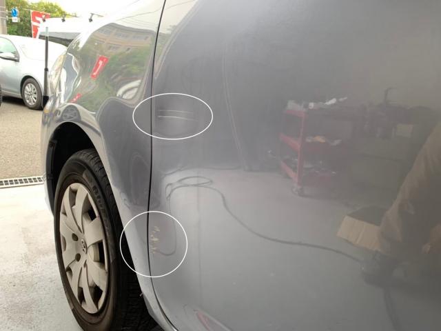 トヨタ　ルミオン　左クォーター、左ドア、左サイドステップ、リアバンパー修理