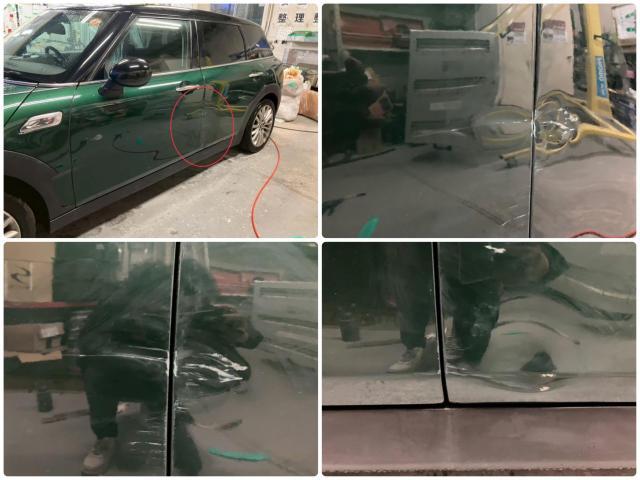 ミニ　左フロントドア、左リアドア修理