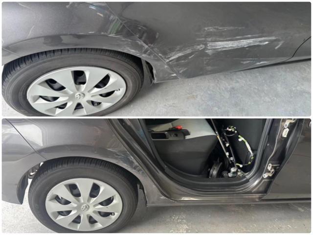 トヨタ　アクア　右リアドア、右リアクォーター修理