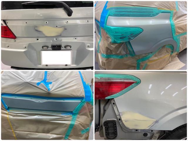 ホンダ　エアウェイブ　右リアクォーター、リアバンパー、リアライセンスガーニッシュ修理