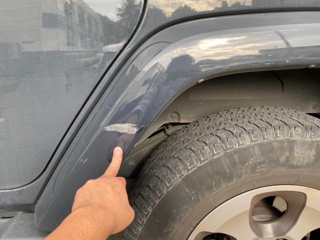 ジープ　ラングラー　リアバンパー、左リアフェンダー、左サイドステップ修理