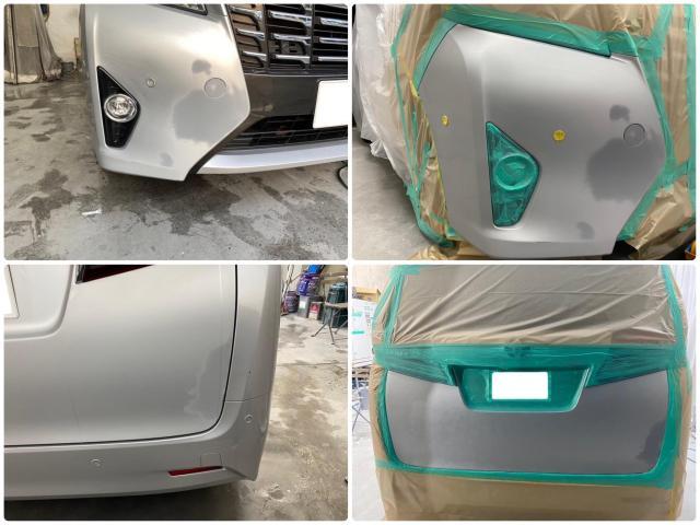 トヨタ　アルファード　右フロントバンパー、右リアゲート、左スライドドア修理