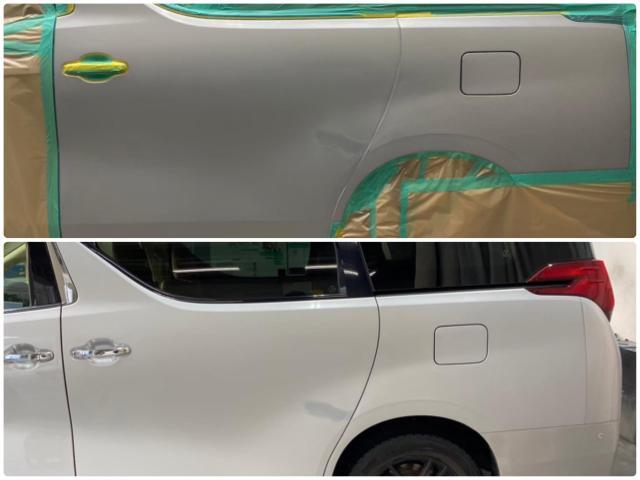 トヨタ　アルファード　右フロントバンパー、右リアゲート、左スライドドア修理