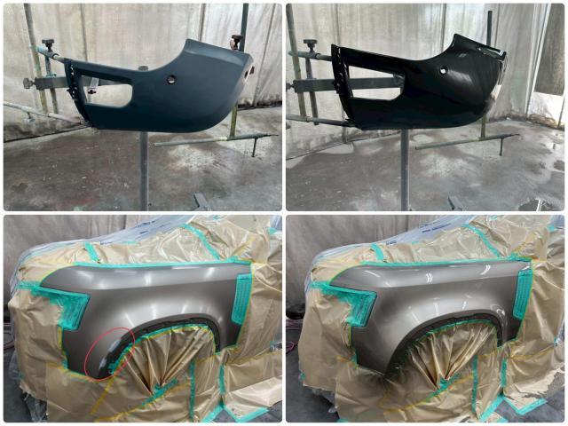 ランドローバー　ディフェンダー　左フロントバンパー、左フロントフェンダー修理