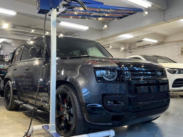 ランドローバー 新車ディフェンダー110／セラミックプロイオン1層／ウィンドウ／ホイールコーティングのご紹介です　東京都世田谷区のジェミーズ株式会社　渋谷区　目黒区　港区　品川区　神奈川　横浜市　川崎市　新規のお客様大歓迎　代車　レッカー