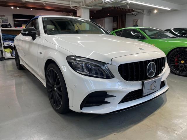 メルセデスＡＭＧ Ｃ４３カブリオレ のフロントグリルをパナメリカーナスタイルグリルに交換カスタム致しました。東京都世田谷区のジェミーズ株式会社　渋谷区　目黒区　港区　品川区　神奈川　横浜市　新規のお客様大歓迎　代車　レッカー