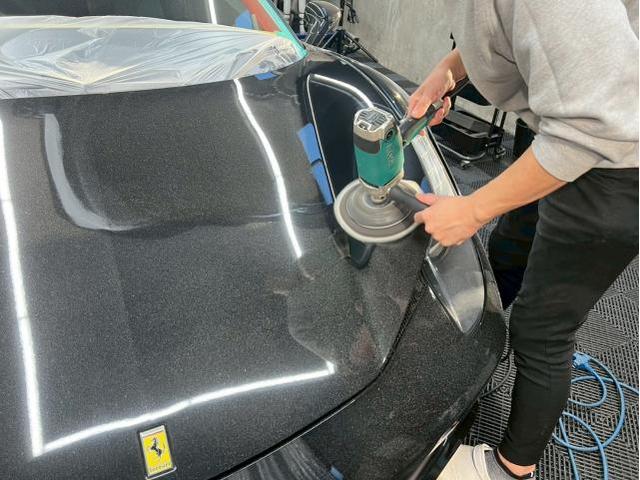 フェラーリ458スパイダー／ボディ磨き／インテリアクリーニングのご紹介です　東京都世田谷区のジェミーズ株式会社　渋谷区　目黒区　港区　品川区　神奈川　横浜市　新規のお客様大歓迎　代車　レッカー