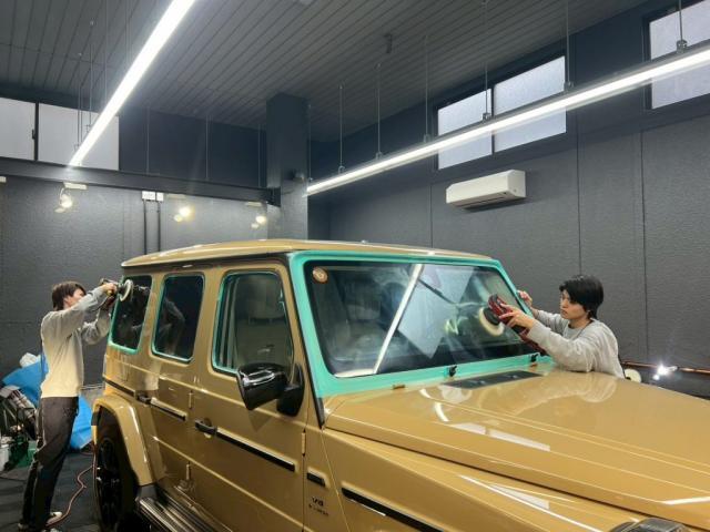 メルセデスAMG G63／セラミックプロ レギュラーメンテナンス／ウィンドウコーティング＋撥水ワイパー交換のご紹介です　東京都世田谷区のジェミーズ株式会社　渋谷区　目黒区　港区　品川区　神奈川　横浜市　新規のお客様大歓迎　代車　レッカー