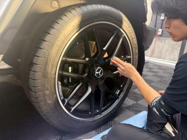メルセデスAMG G63／ファインラボ マットセラミック／ホイール／フロントガラスコーティング＋撥水ワイパー交換のご紹介です　東京都世田谷区のジェミーズ株式会社　渋谷区　目黒区　港区　品川区　新規のお客様大歓迎　代車　レッカー