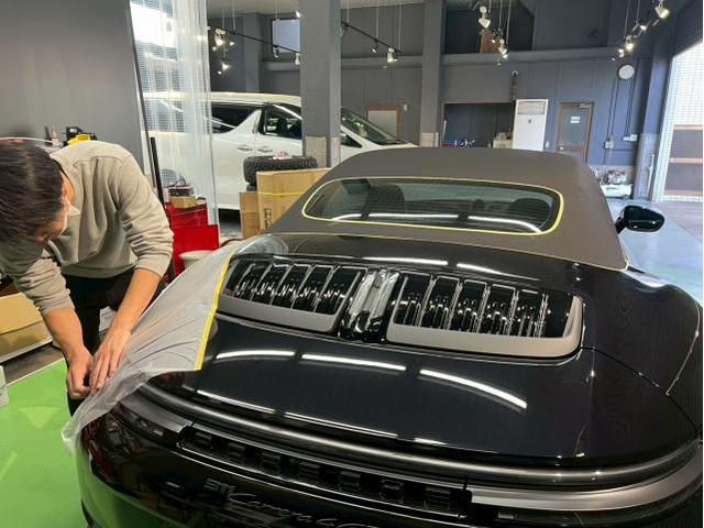 ポルシェ 911カレラ4GTS カブリオレ／セラミックプロテキスタイル ソフトトップコーティングのご紹介です　東京都世田谷区のジェミーズ株式会社　渋谷区　目黒区　港区　品川区　神奈川　横浜市　川崎市　新規のお客様大歓迎　代車　レッカー