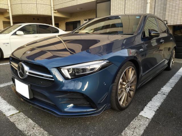 【ボディーコーティング施工】Mercedes-Benz　A35AMG　4マチック　エディション1　メルセデス・ベンツ　Aクラス　コーティング施工　撥水　親水　洗車　花粉　艶　復活　横浜市磯子区　横浜市中区　横浜市金沢区　鎌倉市　代車無料