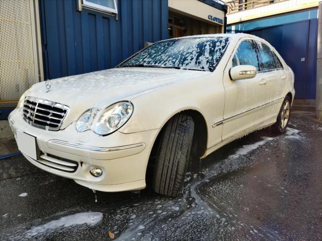 【ウォッシャーポンプ交換】【手洗い洗車】メルセデス・ベンツ　Mercedes-Benz　C１８０　W２０３　ウォッシャー液出ない　詰まり　ウインドウォッシャー　泡洗車　コーティング　鉄粉取り　水洗い　株式会社クローバー　キャッシュレス決済