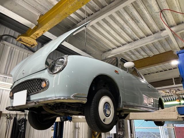 NISSAN FIGARO　ニッサン　フィガロ　FK10　ブレーキオイル漏れ　マスターシリンダー交換　ドライブシャフトブーツ交換　大阪府　和泉市