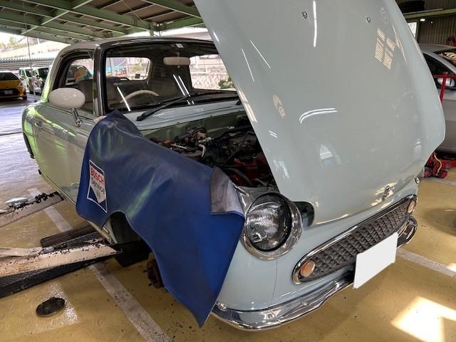 NISSAN FIGARO　ニッサン　フィガロ　FK10　ブレーキオイル漏れ　マスターシリンダー交換　ドライブシャフトブーツ交換　大阪府　和泉市