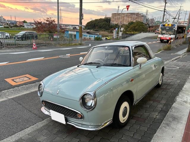 NISSAN FIGARO　ニッサン　フィガロ　FK10　ブレーキオイル漏れ　マスターシリンダー交換　ドライブシャフトブーツ交換　大阪府　和泉市