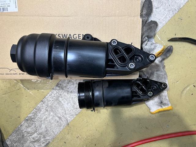 AUDI A6  アウディ A6 エンジンオイル漏れ オイルフィルターハウジング交換 大阪府 和泉市