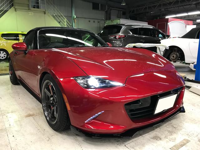 フロントバンパーマスコットスムージング マツダ ロードスター ND5RC H27年式 ご新規様 初来店 大阪市 車検 修理 鈑金 塗装 事故修理 パーツ持込取付 西成区 阿倍野区 住吉区 住之江区