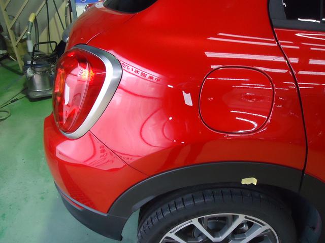 リヤフェンダー修理　フィアット５００X　ABA-33414　H28年式　ご新規様　初来店　大阪市　車検　修理　鈑金　塗装　事故修理　パーツ持込取付　西成区　阿倍野区　住吉区　住之江区　