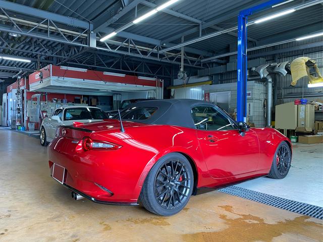 作業内容　マツダ　MX-5　ロードスター　H27年式　ご新規様　初来店　大阪市　車検　修理　鈑金　塗装　事故修理　パーツ持込取付　西成区　阿倍野区　住吉区　住之江区
