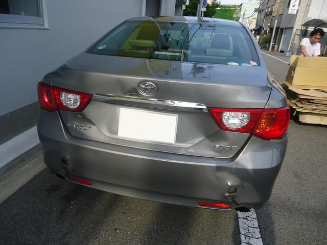 リヤ廻り修理　マークX　DBA-GRX130　ご新規様　初来店　大阪市　車検　修理　鈑金　塗装　事故修理　パーツ持込取付　西成区　阿倍野区　住吉区　住之江区　