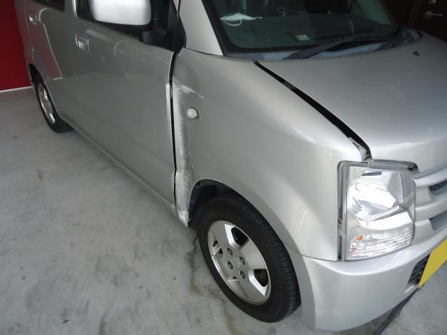 右サイド修理　ワゴンR　CBA-MH21S　H18年式　ご新規様　初来店　大阪市　車検　修理　鈑金　塗装　事故修理　パーツ持込取付　西成区　阿倍野区　住吉区　住之江区　