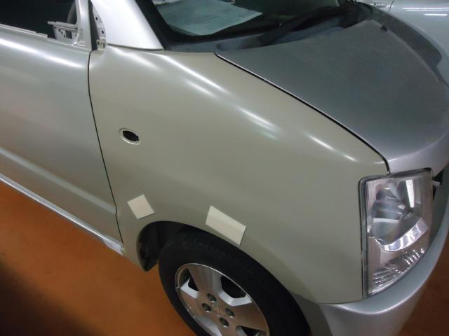 右サイド修理　ワゴンR　CBA-MH21S　H18年式　ご新規様　初来店　大阪市　車検　修理　鈑金　塗装　事故修理　パーツ持込取付　西成区　阿倍野区　住吉区　住之江区　