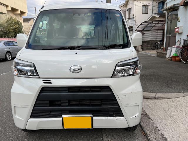 フロントバンパー交換　ハイゼットカーゴ　３ＢＤ－Ｓ３２１Ｖ　R3年式　ご新規様　初来店　大阪市　車検　修理　鈑金　塗装　事故修理　パーツ持込取付　西成区　阿倍野区　住吉区　住之江区　